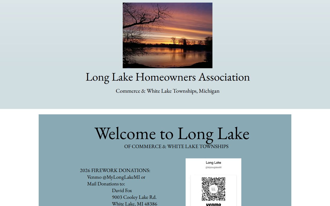 White Lake Township neighbors and Long Lake Homeowners Association public association page