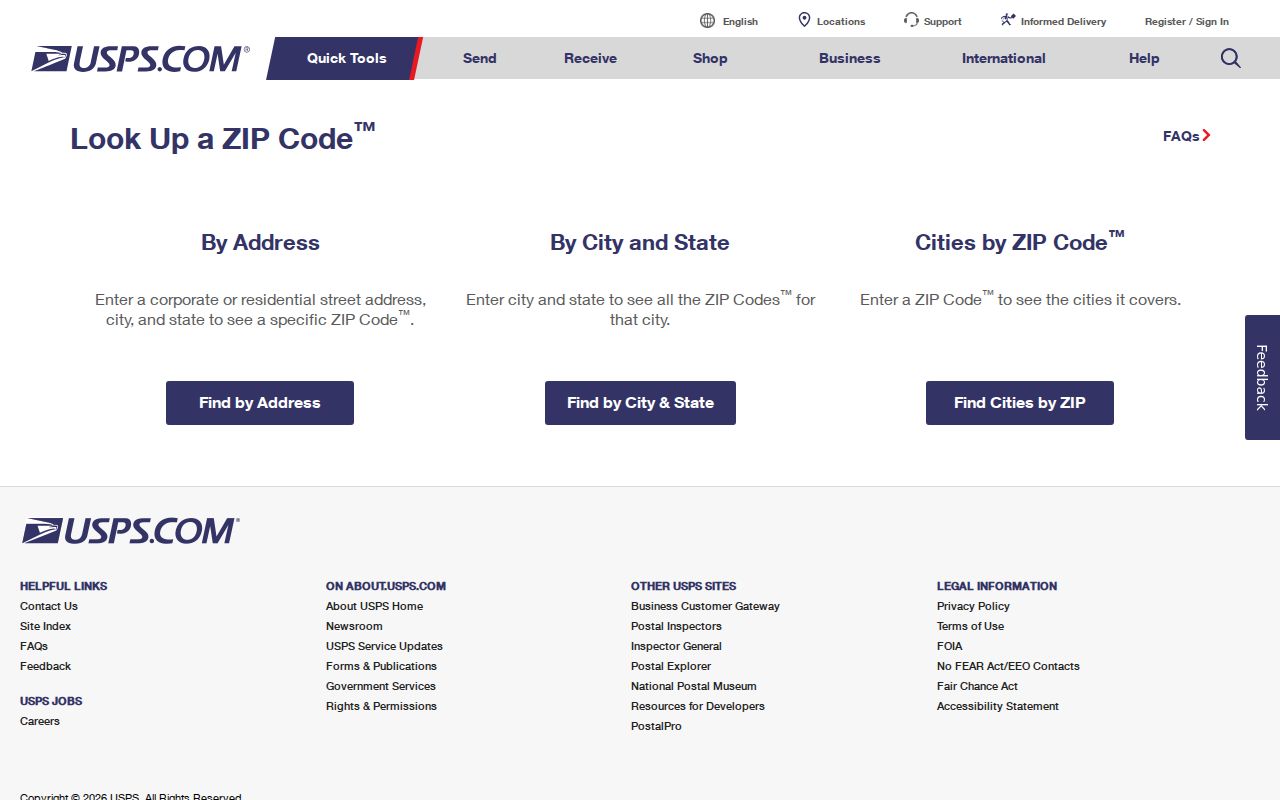 White Lake Township ZIP code directory view of USPS ZIP Code Lookup modes